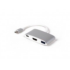 LMP USB-C (m) vers HDMI [4Kx2K] (f) & USB 3.0 (f) & USB-C Adaptateur multiport de charge , Argent